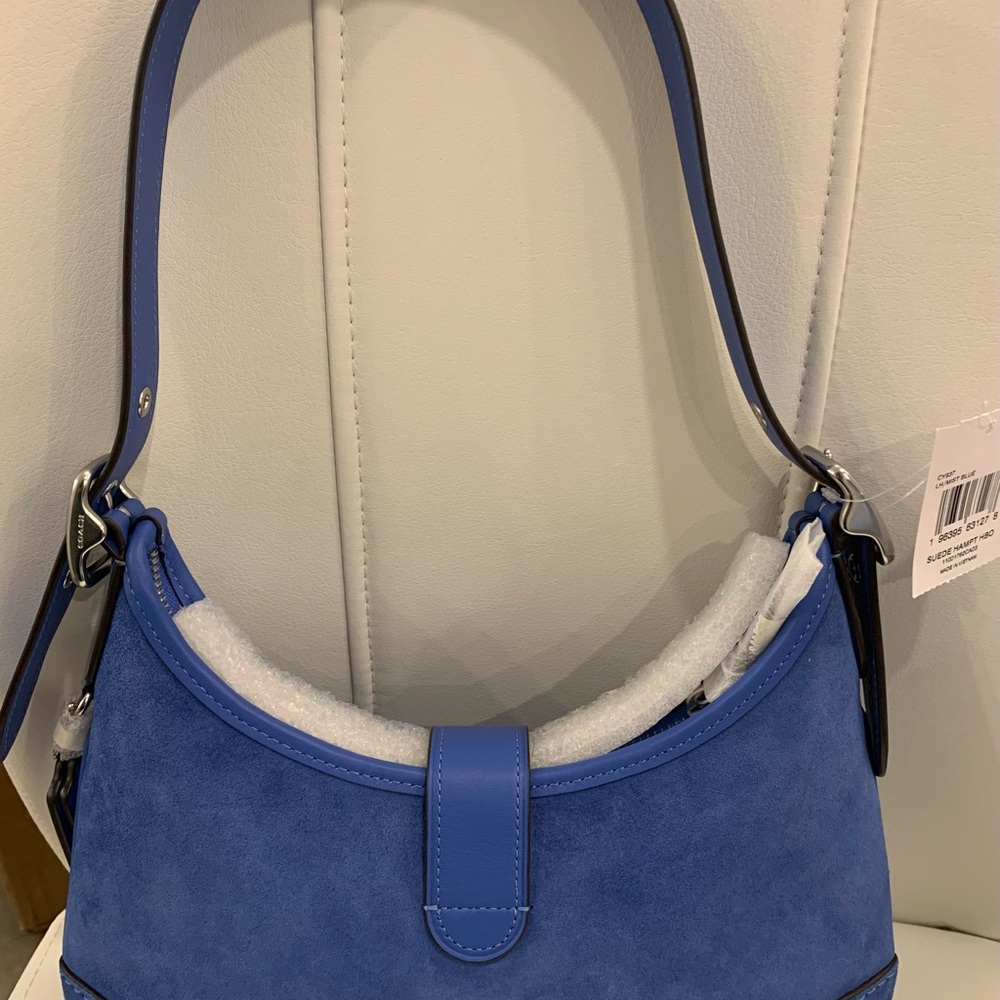 Coach Hamptons Hobo Suede Blue